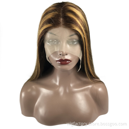 wholesale remy human hair wigs highlight T part ,mink human hair lace front wigs brazilian piano color hair wigs
